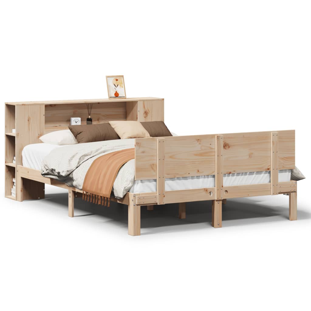 Seng Med Bokhylle Uten Madrass 120X200 Cm Heltre Furu