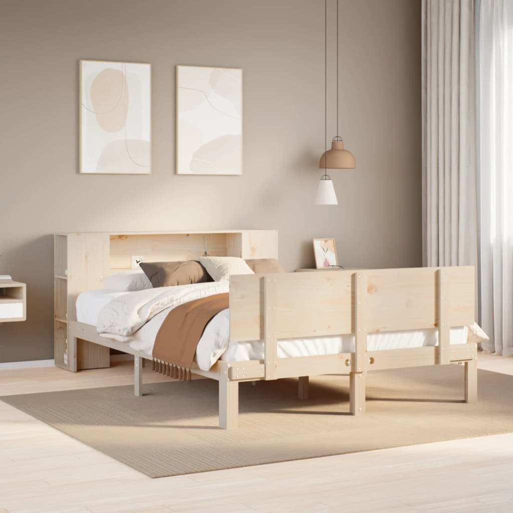 Seng Med Bokhylle Uten Madrass 120X200 Cm Heltre Furu