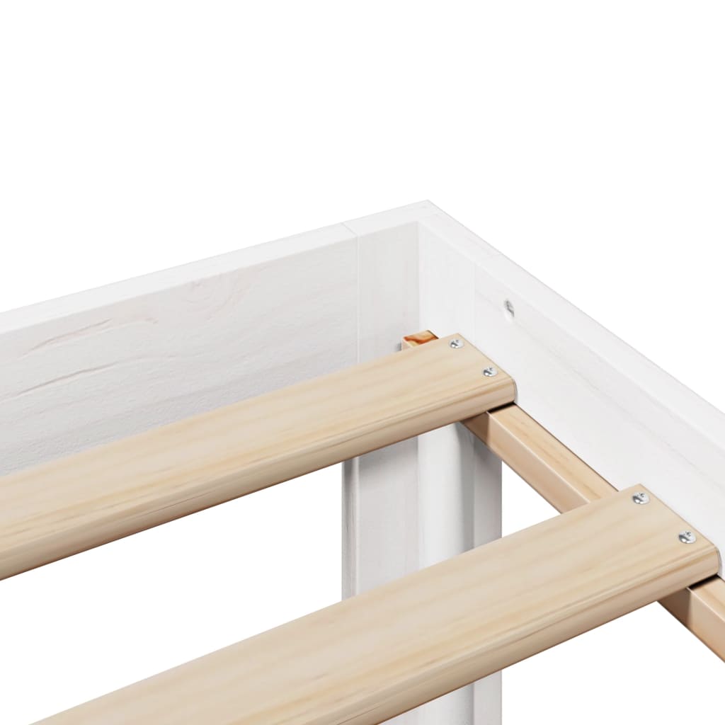 Seng Med Bokhylle Uten Madrass Hvit 150X200 Cm Heltre Furu