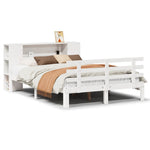Seng Med Bokhylle Uten Madrass Hvit 140X190 Cm Heltre Furu