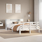 Seng Med Bokhylle Uten Madrass Hvit 140X190 Cm Heltre Furu