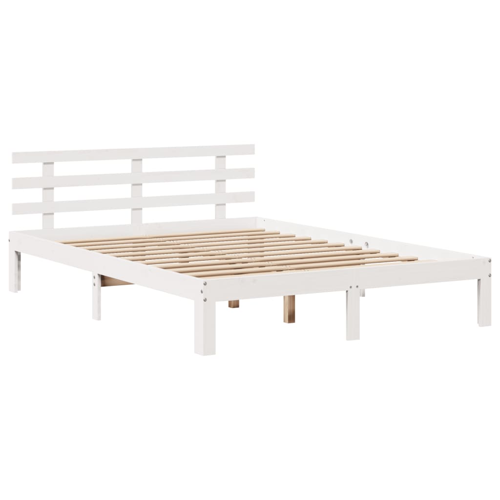 Seng Med Bokhylle Uten Madrass Hvit 140X200 Cm Heltre Furu