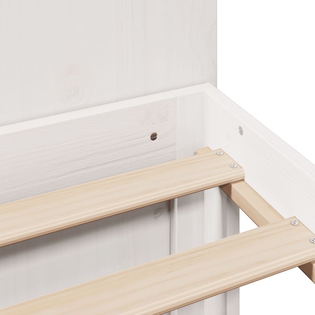 Seng Med Bokhylle Uten Madrass Hvit 140X200 Cm Heltre Furu
