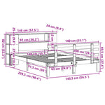 Seng Med Bokhylle Uten Madrass Hvit 140X200 Cm Heltre Furu