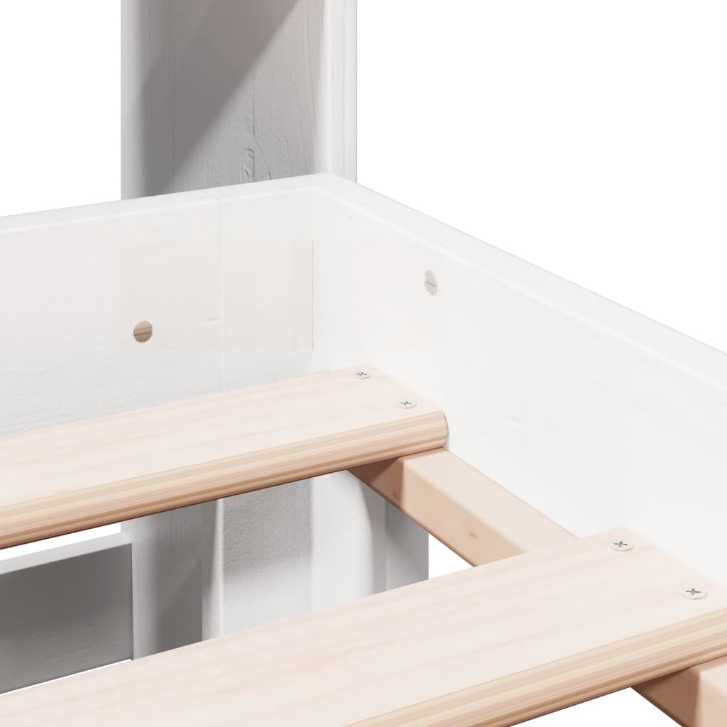 Seng Med Bokhylle Uten Madrass Hvit 180X200 Cm Heltre Furu