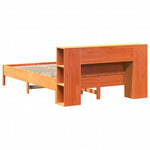Seng Med Bokhylle Uten Madrass Voksbrun 140X200 Cm Heltre Furu