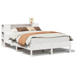 Seng Med Bokhylle Uten Madrass Hvit 140X190 Cm Heltre Furu