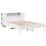 Seng Med Bokhylle Uten Madrass Hvit 140X190 Cm Heltre Furu