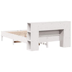 Seng Med Bokhylle Uten Madrass Hvit 140X190 Cm Heltre Furu