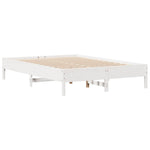 Seng Med Bokhylle Uten Madrass Hvit 140X190 Cm Heltre Furu