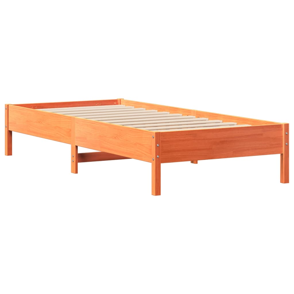 Seng Med Bokhylle Uten Madrass Voksbrun 100X200 Cm Heltre Furu