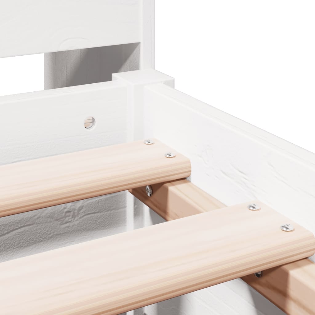 Seng Med Bokhylle Uten Madrass Hvit 180X200 Cm Heltre Furu