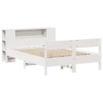 Seng Med Bokhylle Uten Madrass Hvit 140X190 Cm Heltre Furu