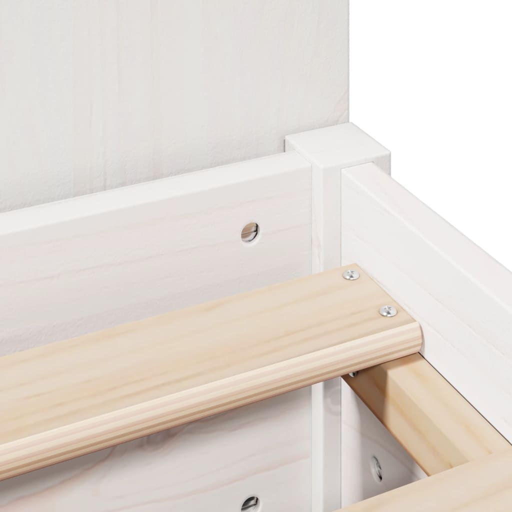 Seng Med Bokhylle Uten Madrass Hvit 100X200 Cm Heltre Furu