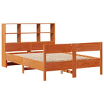Seng Med Bokhylle Uten Madrass Voksbrun 120X200 Cm Heltre Furu