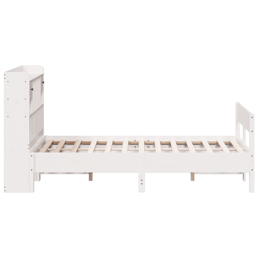 Seng Med Bokhylle Uten Madrass Hvit 160X200 Cm Heltre Furu