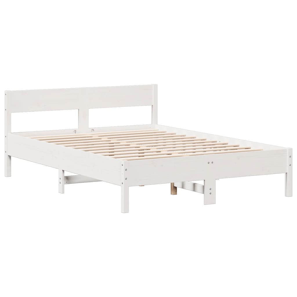 Seng Med Bokhylle Uten Madrass Hvit 160X200 Cm Heltre Furu