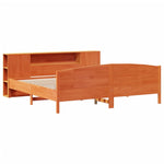 Seng Med Bokhylle Uten Madrass Voksbrun 180X200 Cm Heltre Furu
