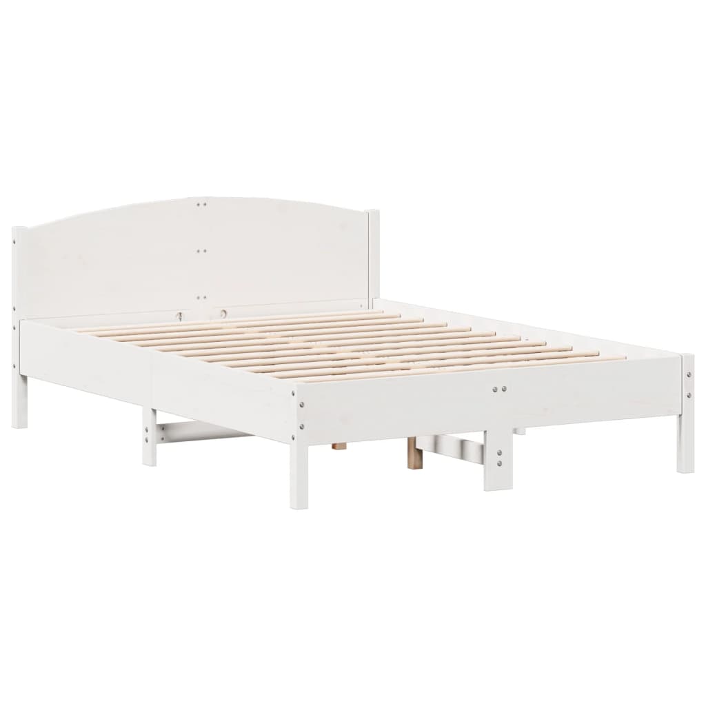 Seng Med Bokhylle Uten Madrass Hvit 140X200 Cm Heltre Furu