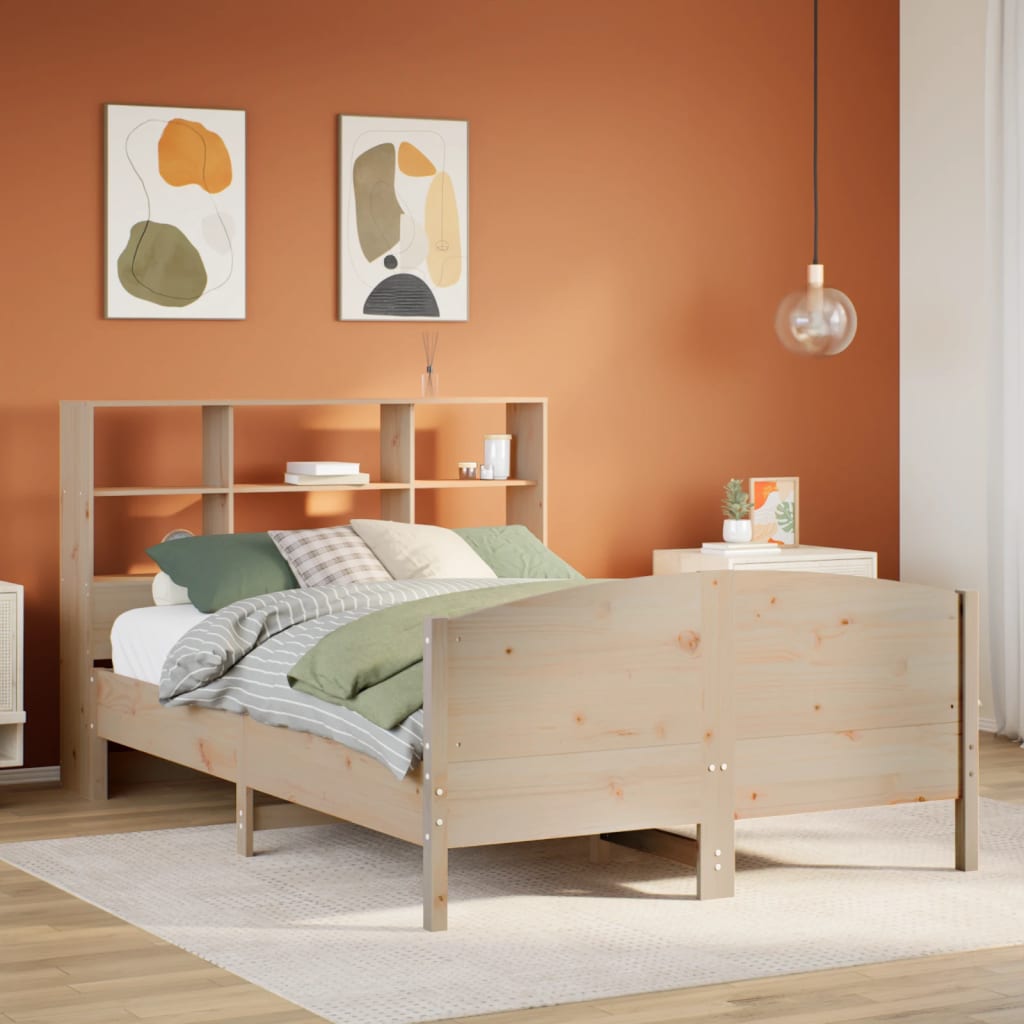 Seng Med Bokhylle Uten Madrass 140X200 Cm Heltre Furu