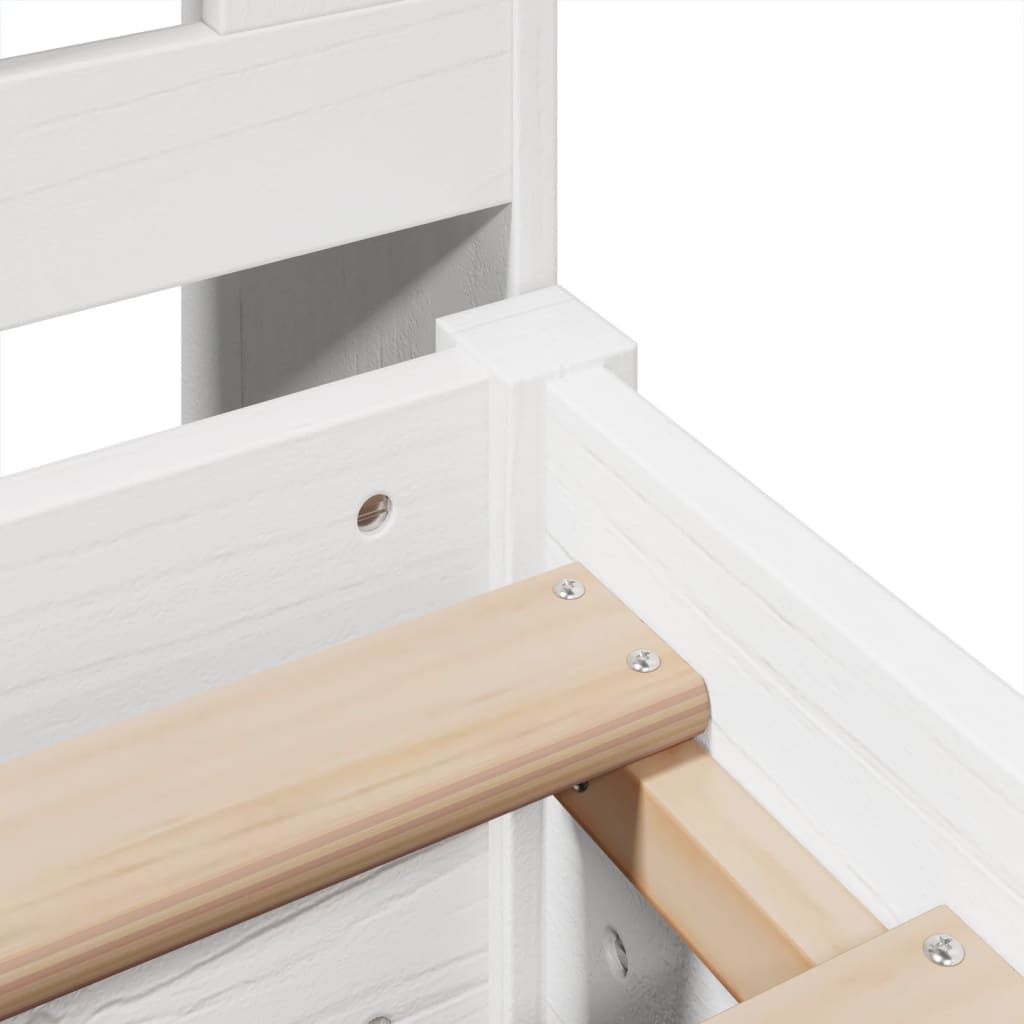 Seng Med Bokhylle Uten Madrass Hvit 180X200 Cm Heltre Furu