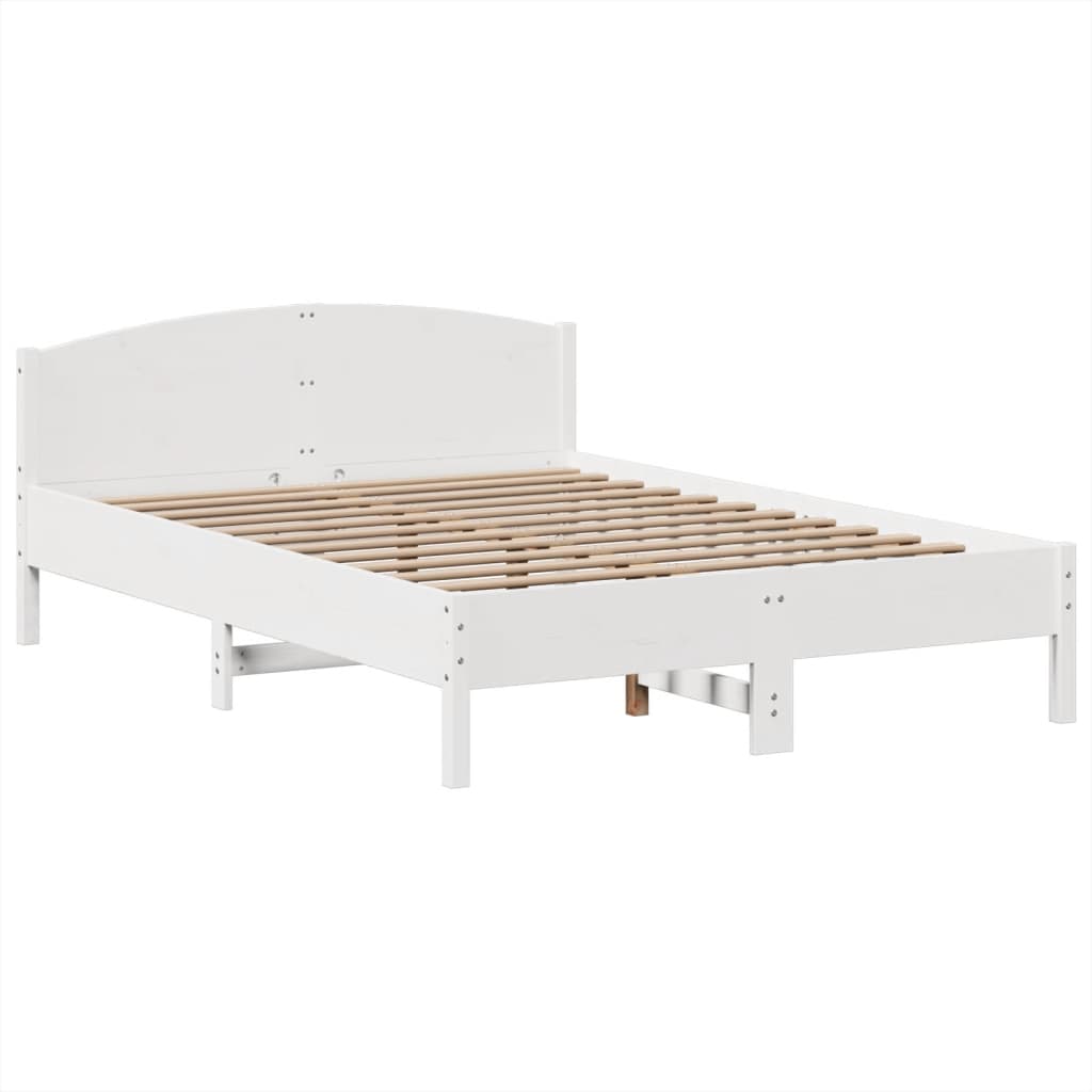 Seng Med Bokhylle Uten Madrass Hvit 160X200 Cm Heltre Furu