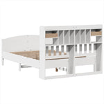 Seng Med Bokhylle Uten Madrass Hvit 140X200 Cm Heltre Furu