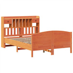 Seng Med Bokhylle Uten Madrass Voksbrun 140X200 Cm Heltre Furu