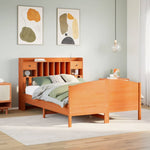 Seng Med Bokhylle Uten Madrass Voksbrun 140X200 Cm Heltre Furu
