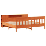 Seng Med Bokhylle Uten Madrass Voksbrun 180X200 Cm Heltre Furu