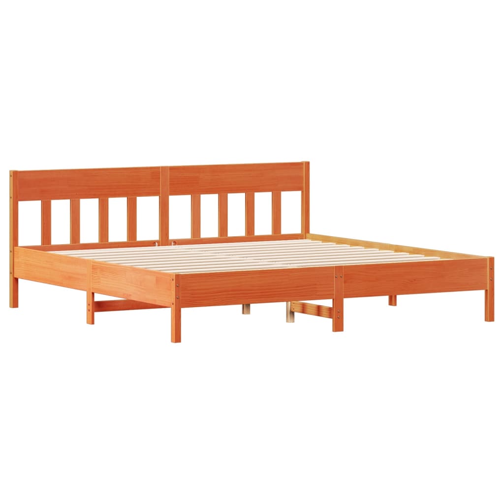 Seng Med Bokhylle Uten Madrass Voksbrun 180X200 Cm Heltre Furu