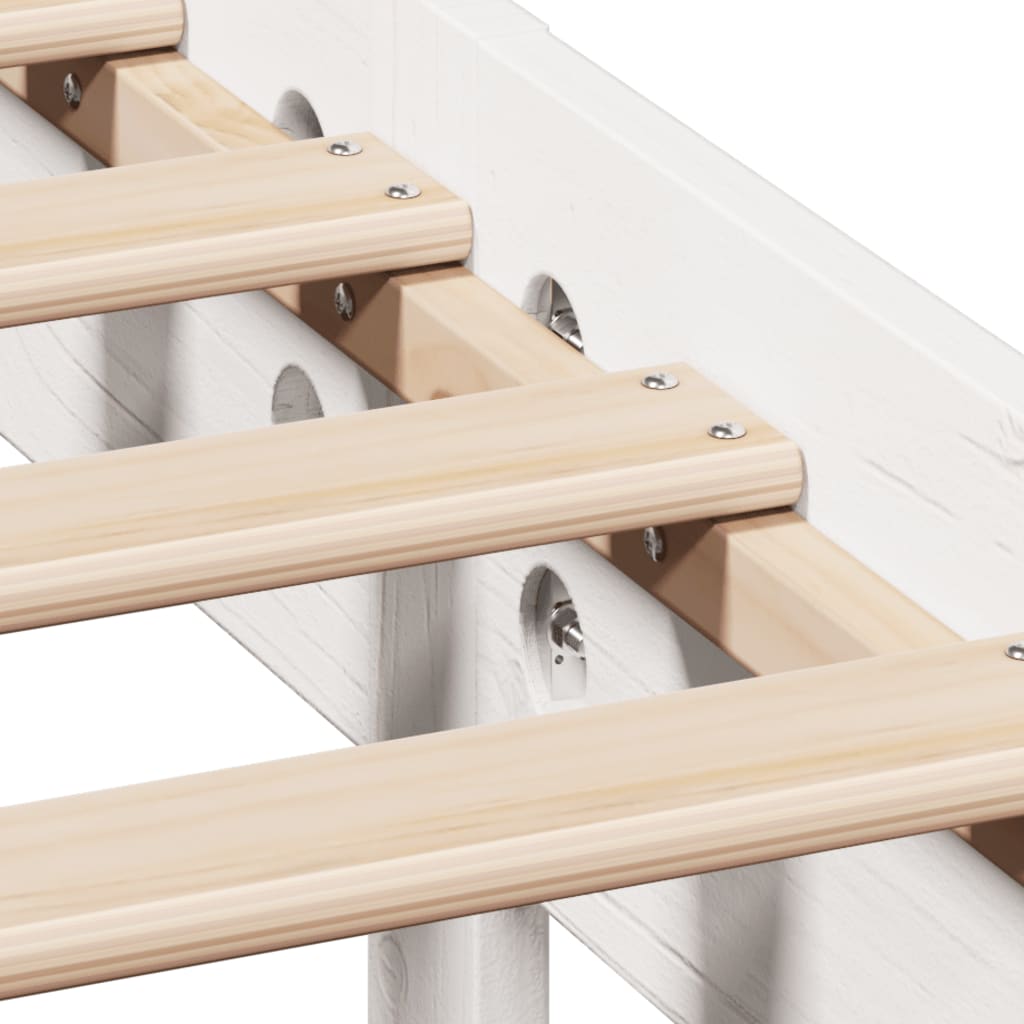 Seng Med Bokhylle Uten Madrass Hvit 150X200 Cm Heltre Furu
