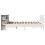 Seng Med Bokhylle Uten Madrass Hvit 140X190 Cm Heltre Furu
