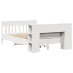 Seng Med Bokhylle Uten Madrass Hvit 140X190 Cm Heltre Furu