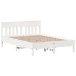Seng Med Bokhylle Uten Madrass Hvit 140X190 Cm Heltre Furu