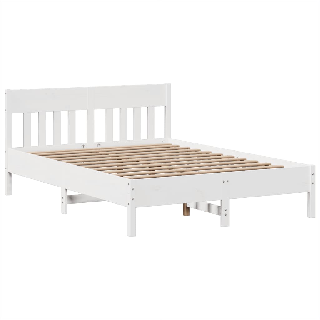 Sengeramme Uten Madrass Hvit 140X190 Cm Heltre Furu
