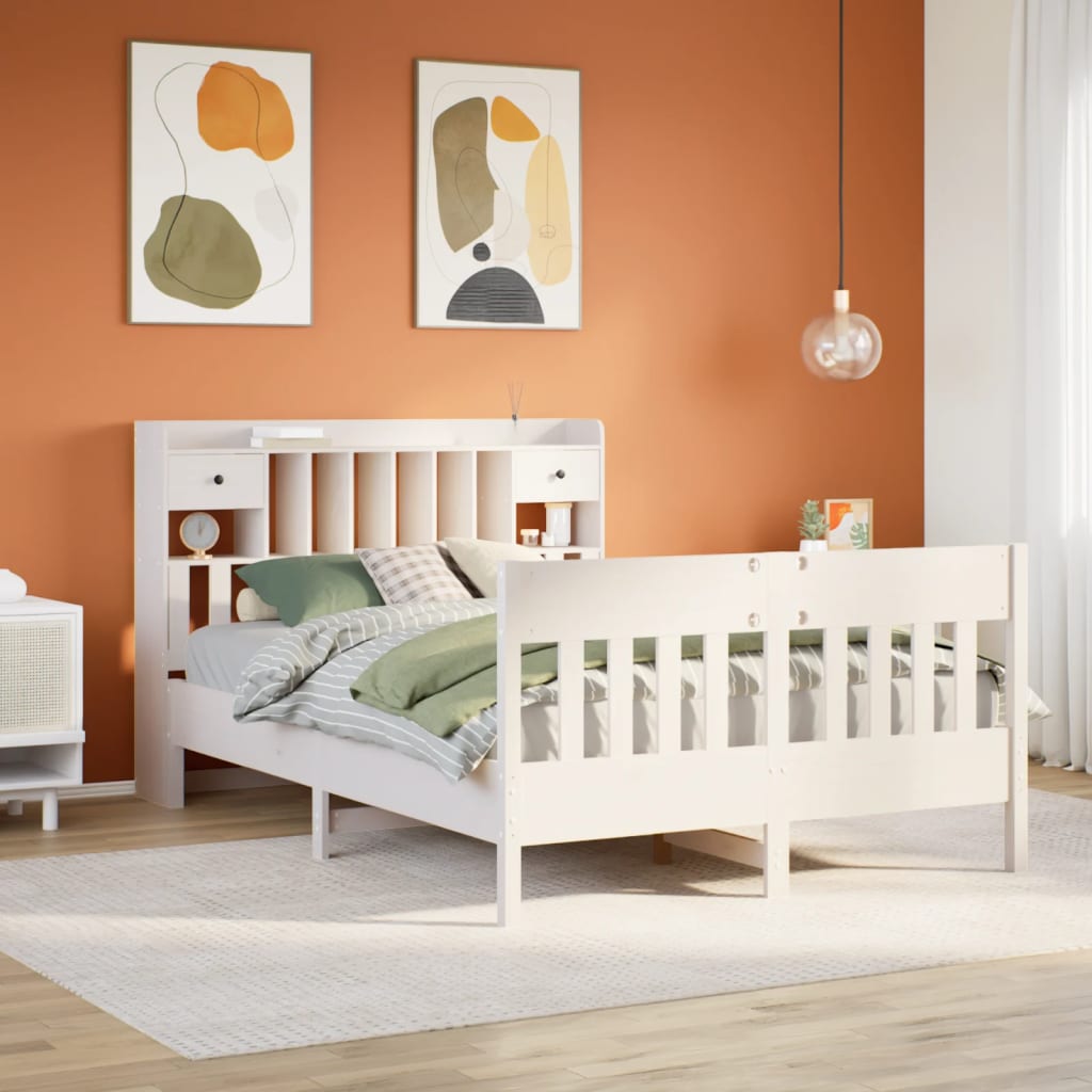 Sengeramme Uten Madrass Hvit 140X190 Cm Heltre Furu