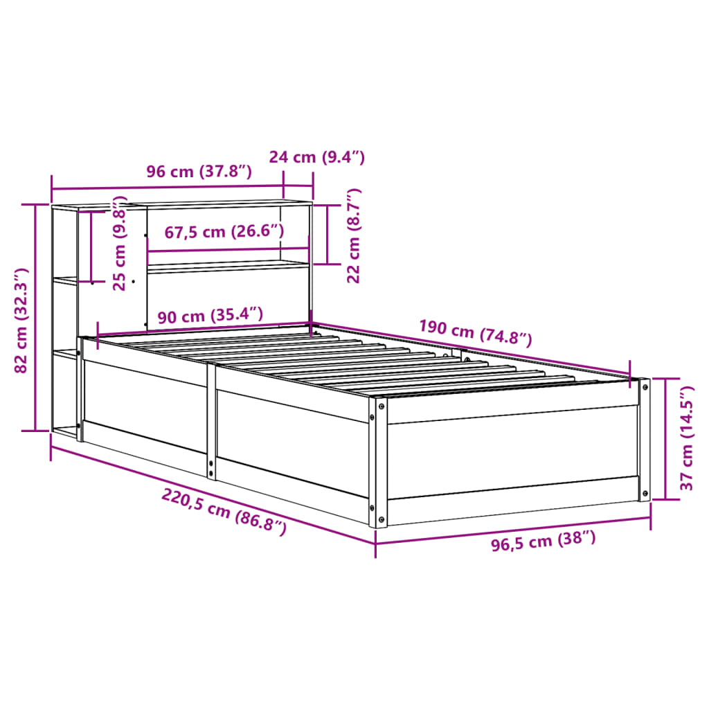 Sengeramme Uten Madrass 90X190 Cm Heltre Furu