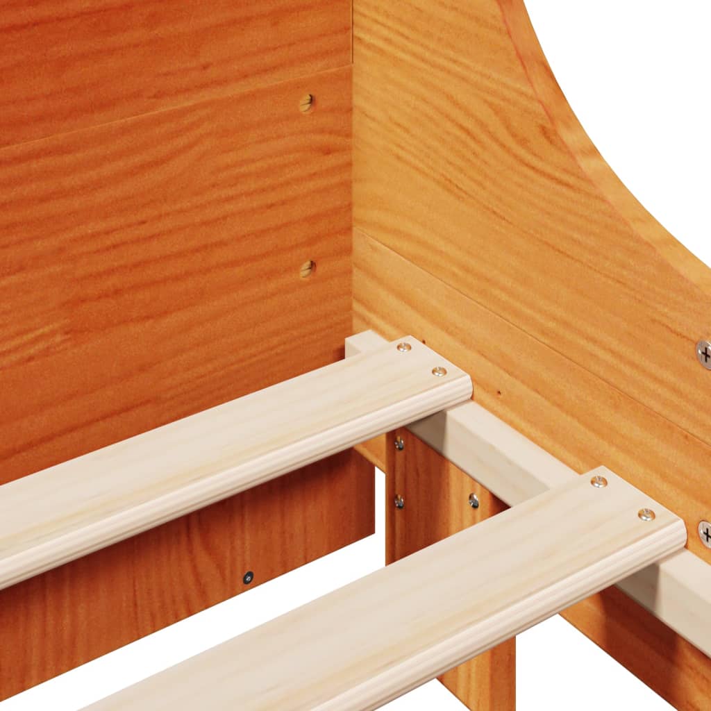 Seng Med Bokhylle Uten Madrass Voksbrun 180X200 Cm Heltre