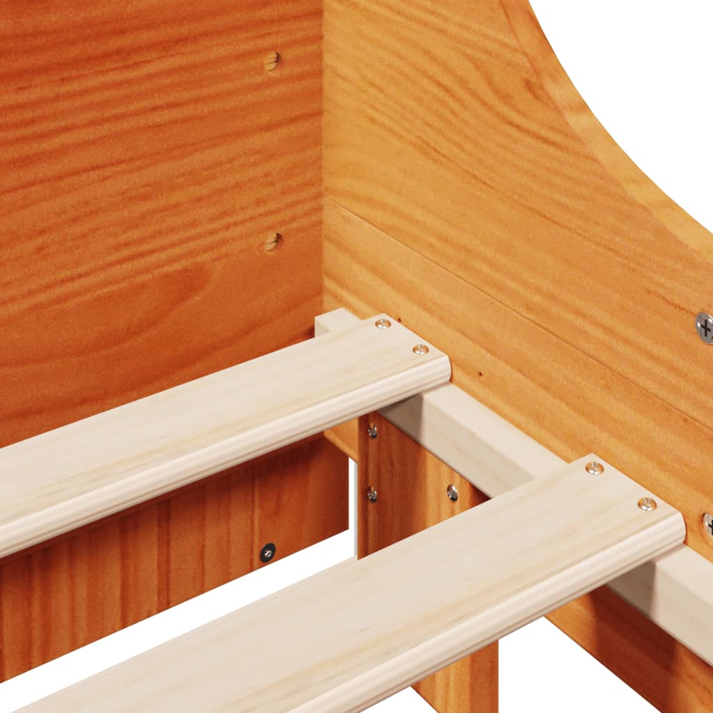 Seng Med Bokhylle Uten Madrass Voksbrun 120X200 Cm Heltre