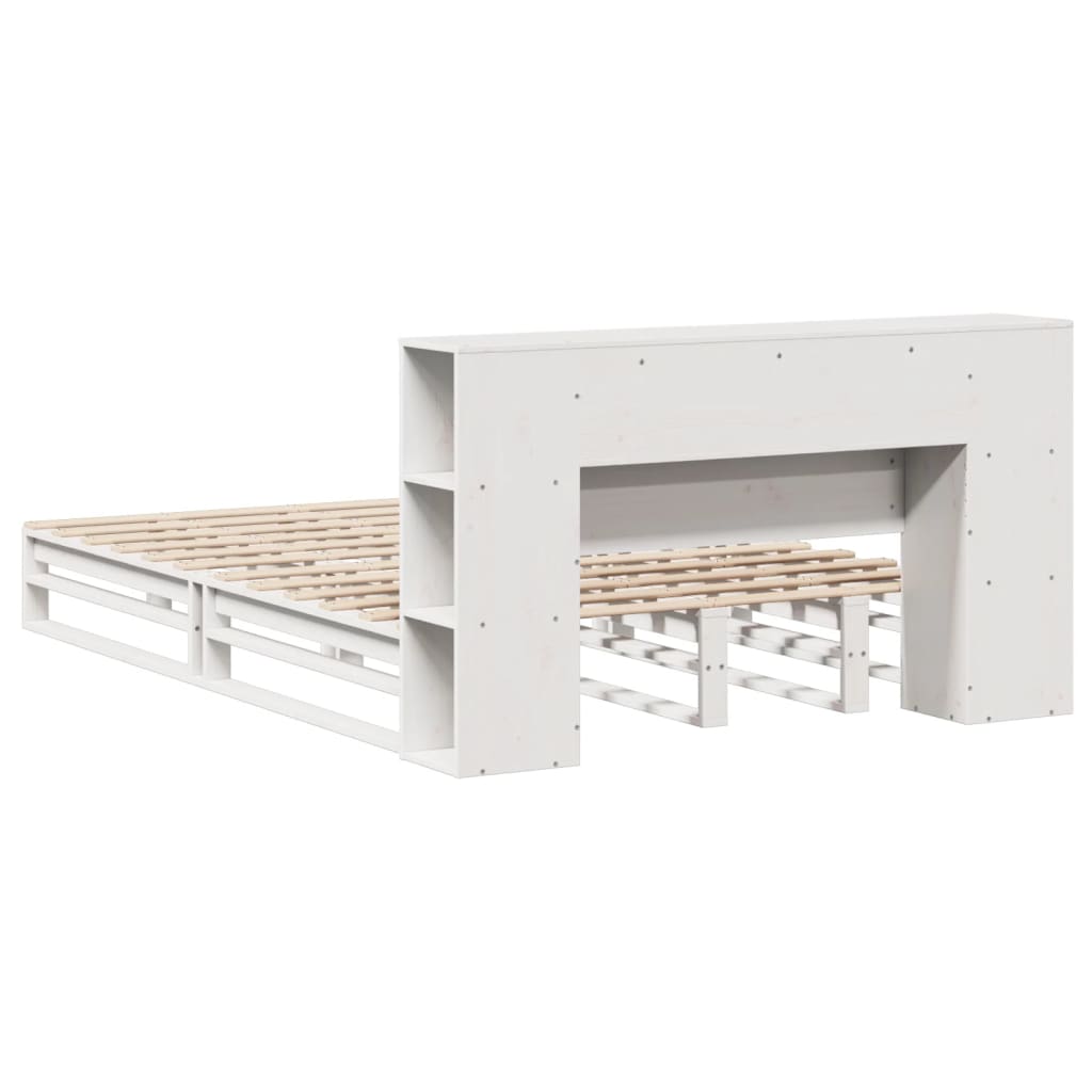 Seng Med Bokhylle Uten Madrass Hvit 120X200 Cm Heltre