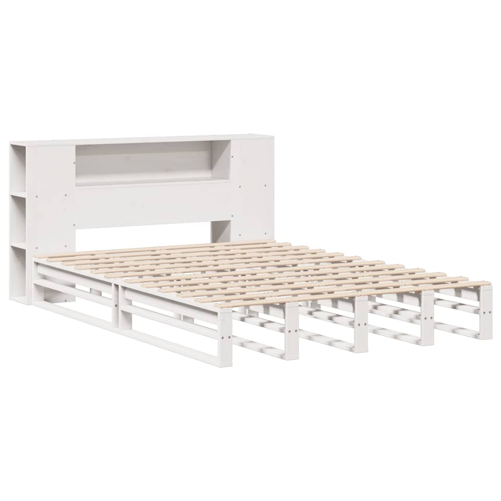 Seng Med Bokhylle Uten Madrass Hvit 150X200 Cm Heltre