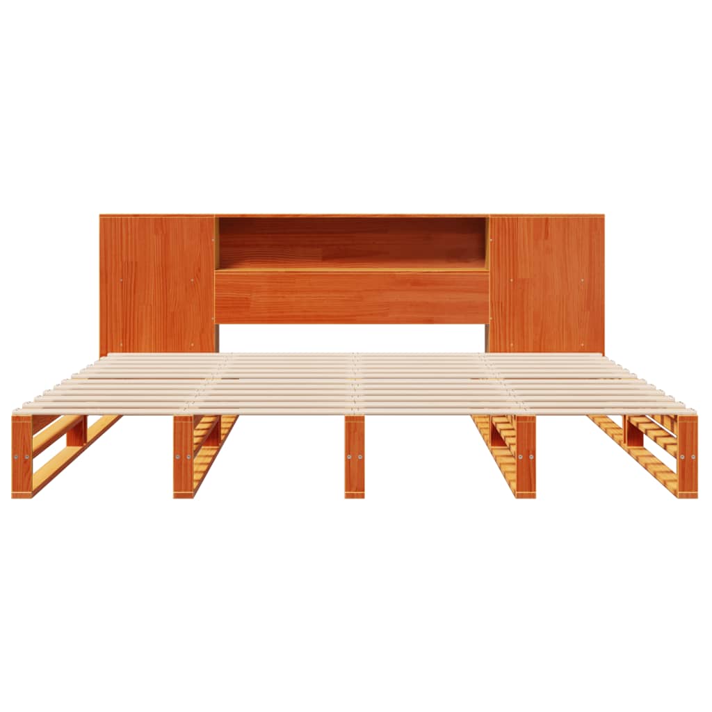 Seng Med Bokhylle Uten Madrass Voksbrun 180X200 Cm Heltre
