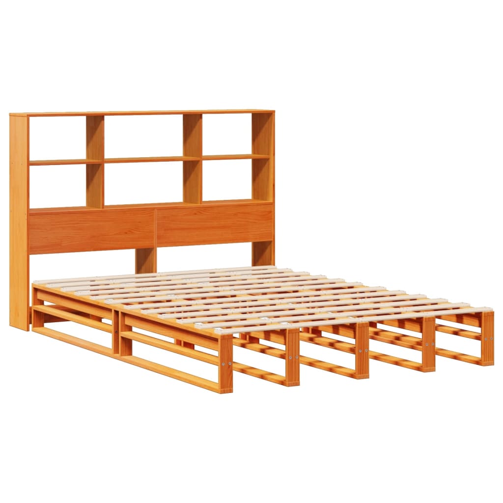 Seng Med Bokhylle Uten Madrass Voksbrun 150X200 Cm Heltre