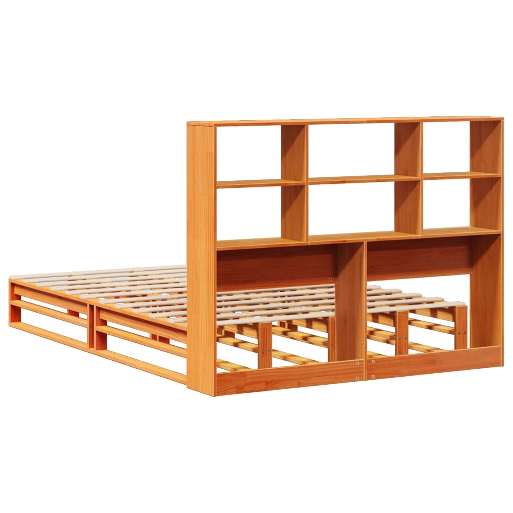 Seng Med Bokhylle Uten Madrass Voksbrun 150X200 Cm Heltre