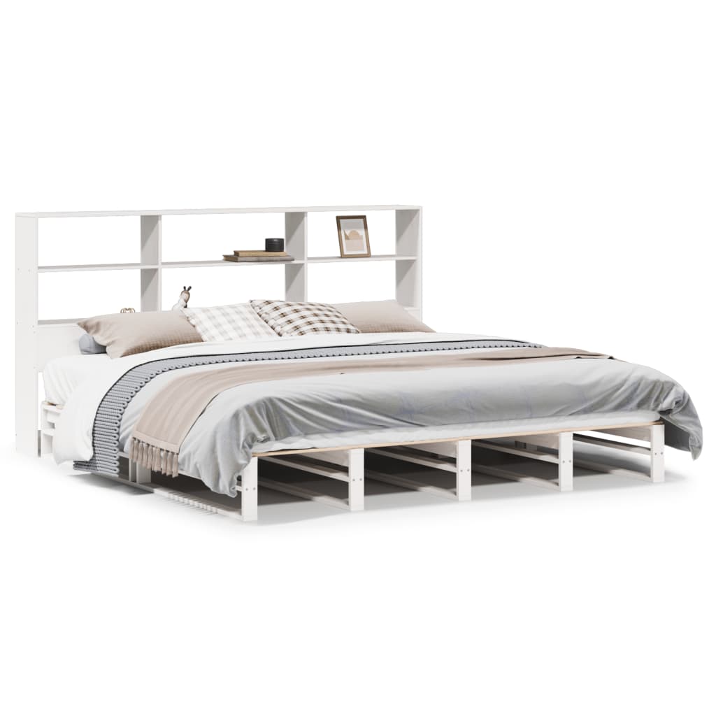 Seng Med Bokhylle Uten Madrass Hvit 180X200 Cm Heltre