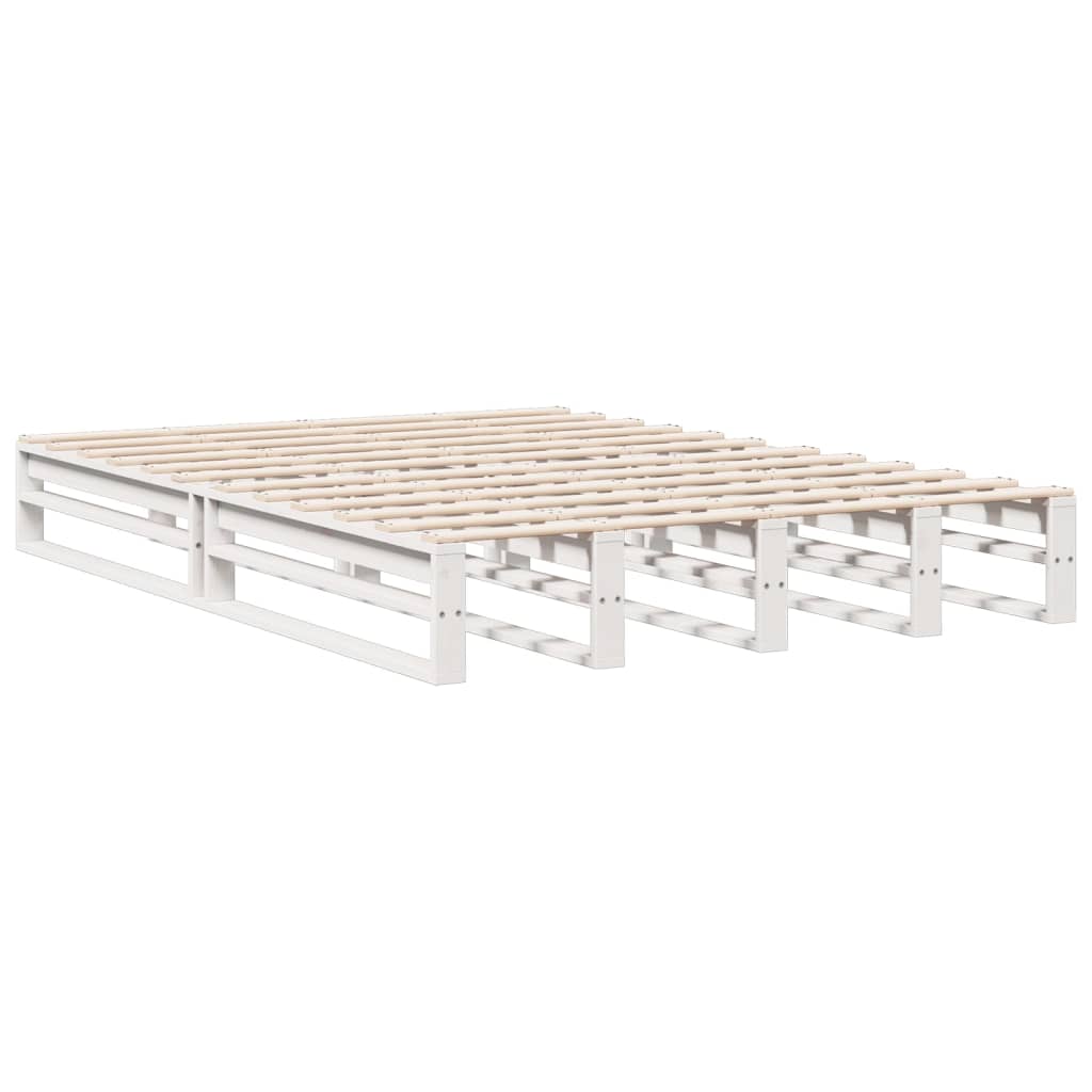 Seng Med Bokhylle Uten Madrass Hvit 140X200 Cm Heltre Furu
