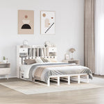 Seng Med Bokhylle Uten Madrass Hvit 140X200 Cm Heltre Furu
