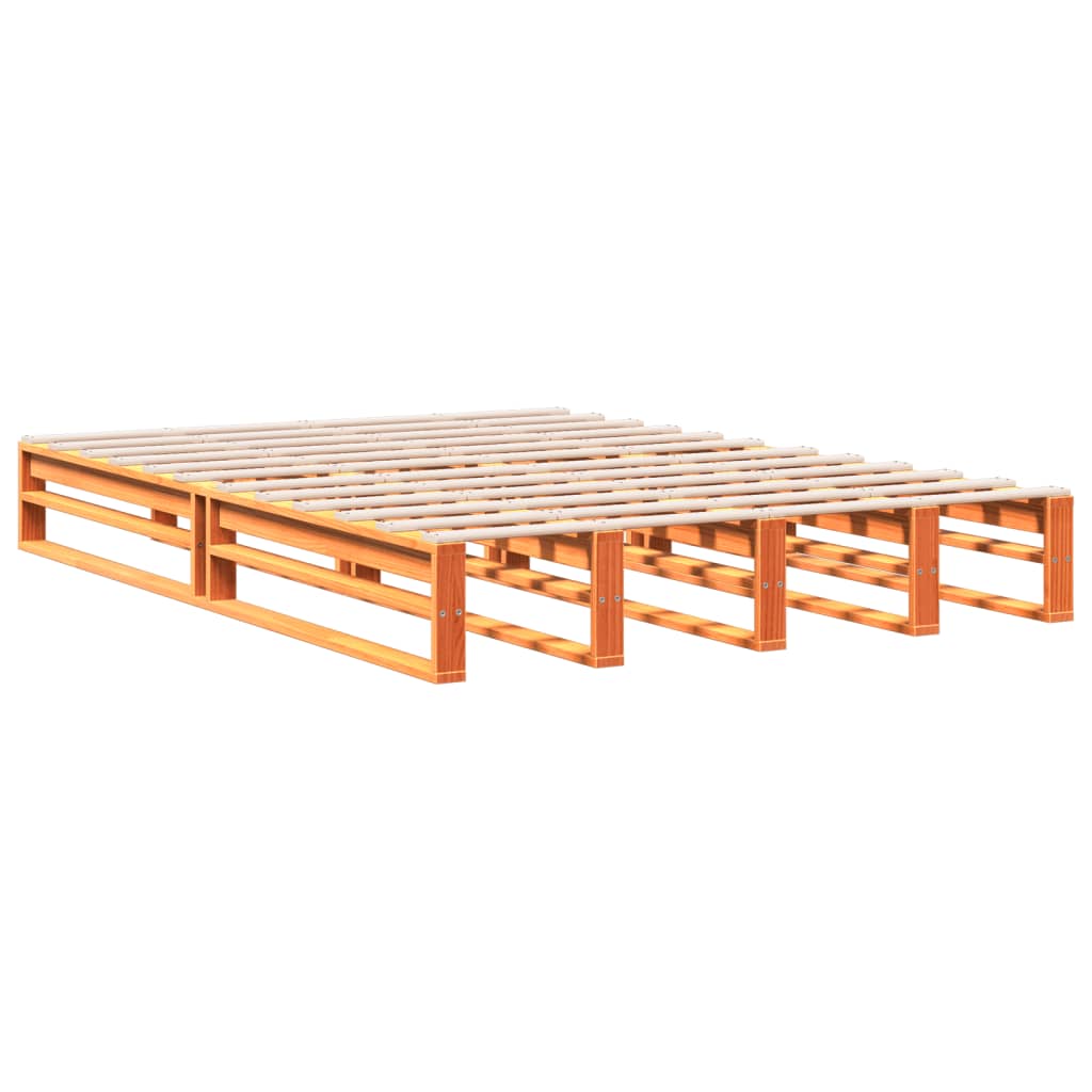 Seng Med Bokhylle Uten Madrass Voksbrun 140X200 Cm Heltre Furu
