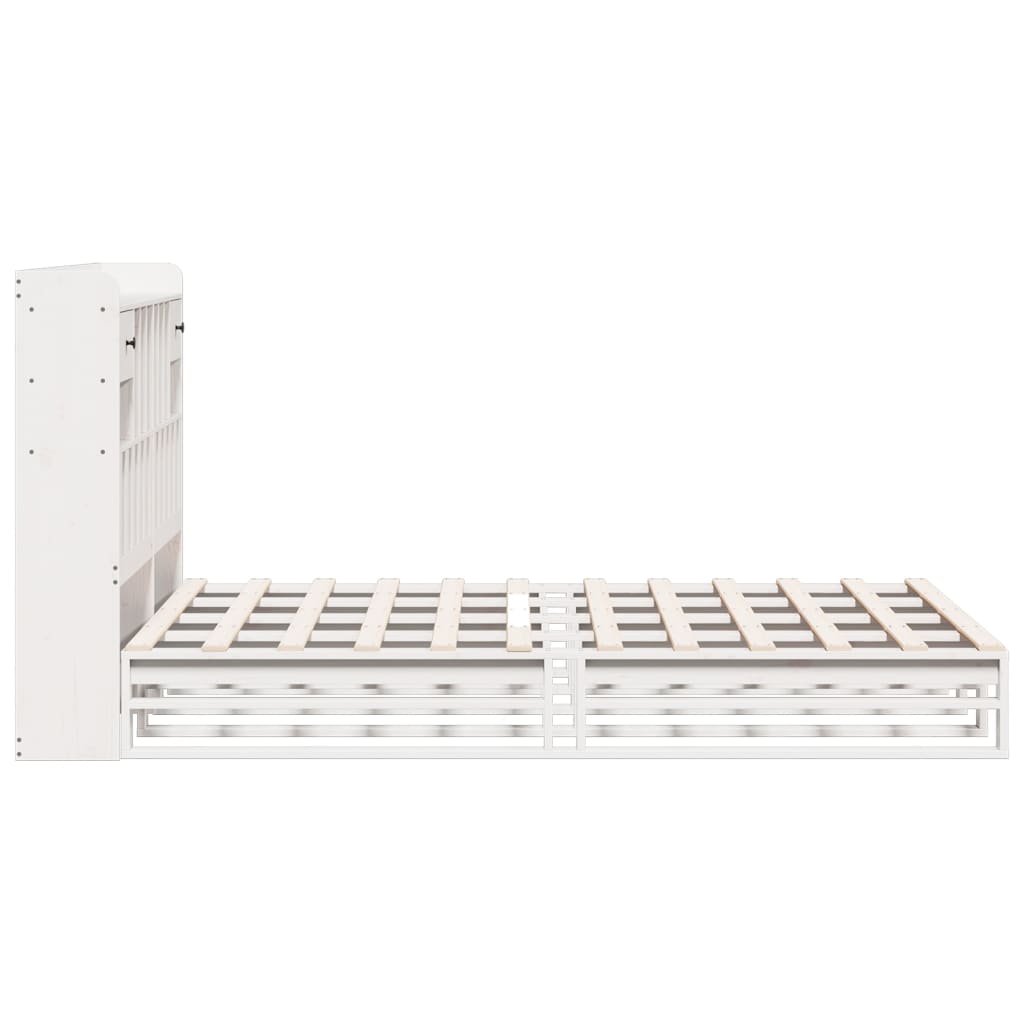 Seng Med Bokhylle Uten Madrass Hvit 160X200 Cm Heltre Furu